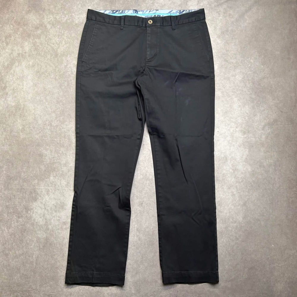 Tommy Bahama Dress Pants Mens 34x30 Black Straight Leg Flat Front Trousers